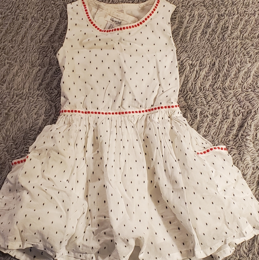 Lilly wicket girls white dress with pockets sz 5